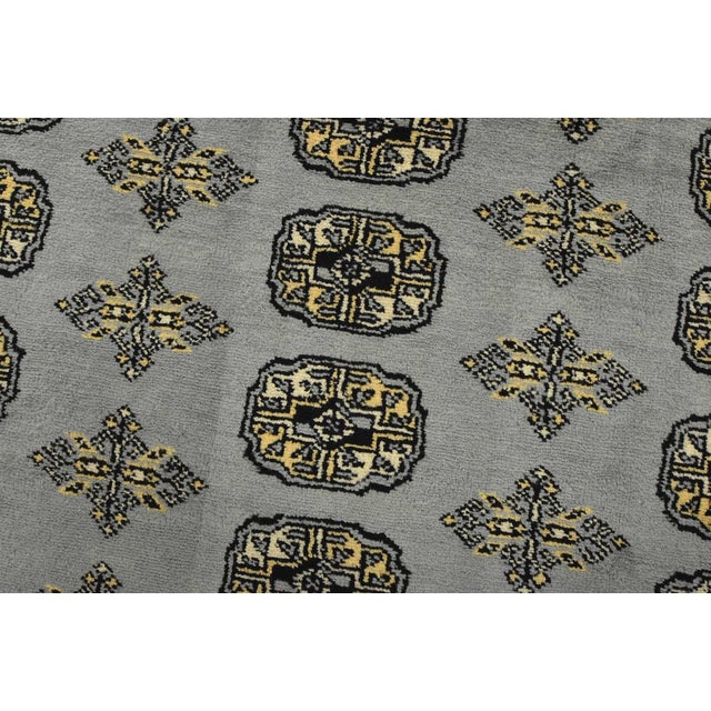 Bokhara Rug 9’1” X 11’11” Gray Wool Tribal Hand-Knotted Oriental Carpet For Sale - Image 4 of 13
