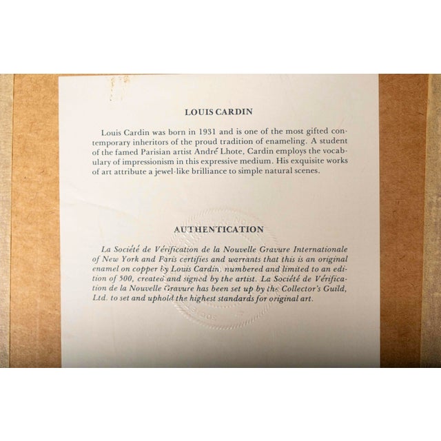 Wood Vintage Louis Cardin Enamel on Copper Painting, Signed & Numbered, Gilt Frame For Sale - Image 7 of 11