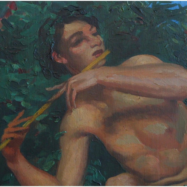 Joseph-Marius Avy, The Young Shepherd with Pan Pipe, 1920s, Oil on Panel, Framed For Sale - Image 7 of 16