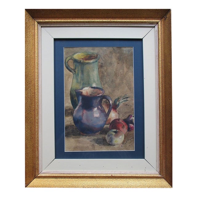 C. Baba, Still Life, Watercolor on Board, 1970, Framed For Sale