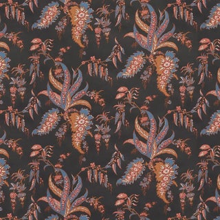 SAMPLE - Schumacher Apolline Botanical Wallpaper In Rouge & Noir For Sale