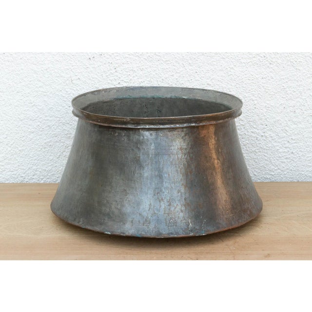 Metal 15" Dm Antique Copper Cauldran Pot For Sale - Image 7 of 8