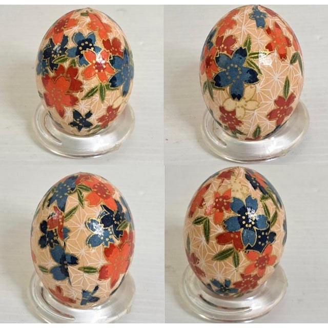 1996 Laurel Burch “Flowering Feline” Ceramic Cat With Japanese Washi Eggs For Sale - Image 9 of 11