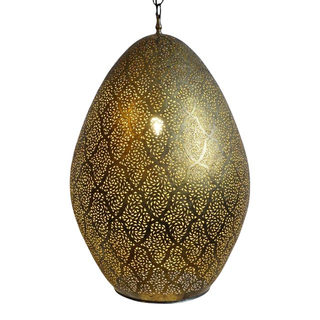 Vintage Dasha Brass Egg Pendant Light For Sale