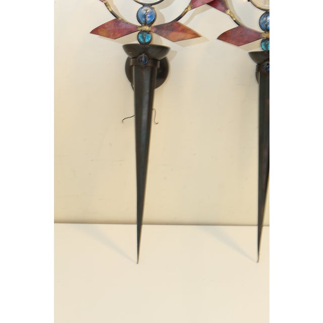 Marc Brazier-Jones Olympia Sconces Pair 1990 Signed For Sale - Image 12 of 18