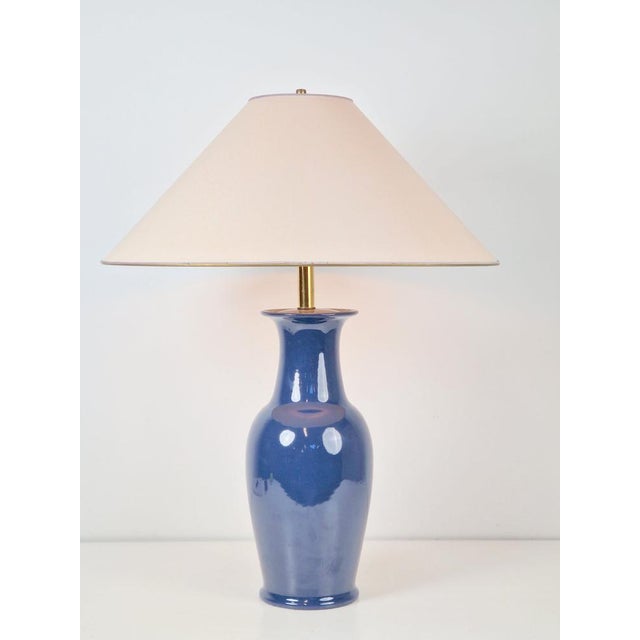 Vintage jar table lamp ceramic blue brass france 1970 hollywood Regency high quality and beautiful vintage table lamp in...