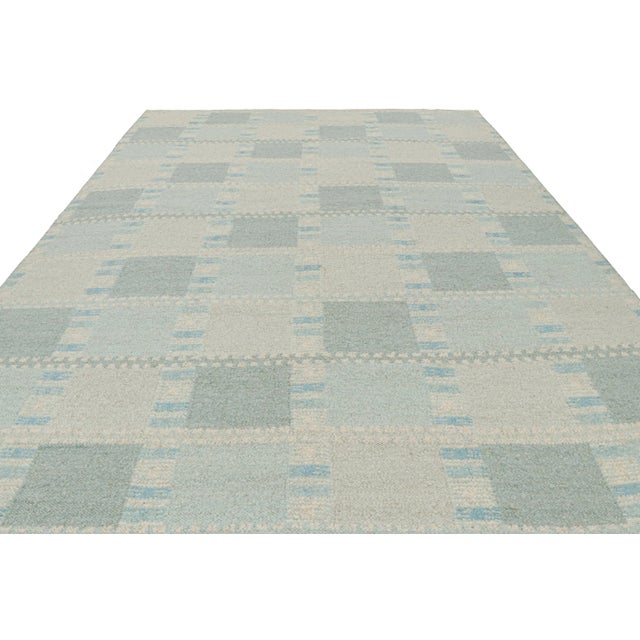 2010s Rug & Kilim’s Scandinavian Style Rug With Light Blue Geometric Patterns For Sale - Image 5 of 7