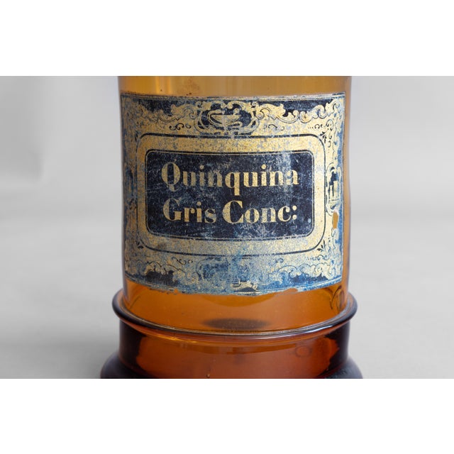 French Amber Glass Apothecary Jars, 1870, Set of 2 For Sale - Image 6 of 10
