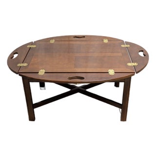 Vintage Cherry Butler’s Tray Top Coffee Table For Sale