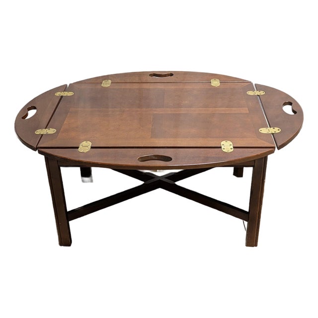 Vintage Cherry Butler’s Tray Top Coffee Table For Sale