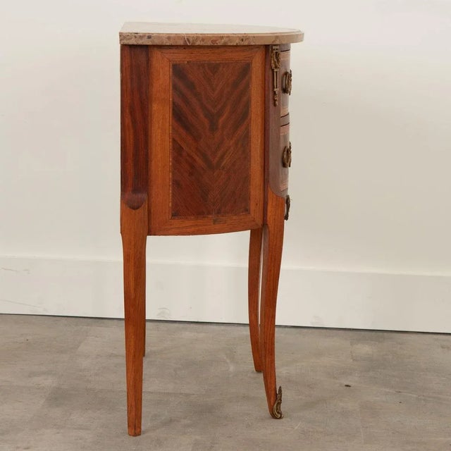 Wood French Vintage Marble Top Demilune Chest For Sale - Image 7 of 10