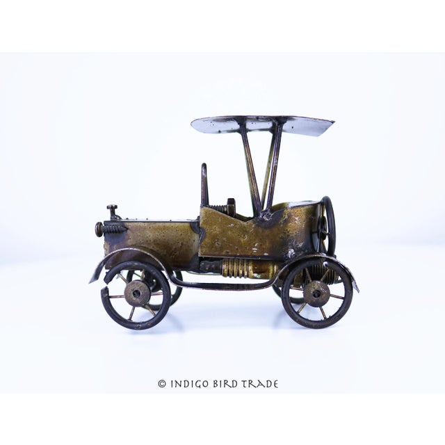 Metal Antique Metal Handmade Classic Ford Retro Car Sculpture For Sale - Image 7 of 9