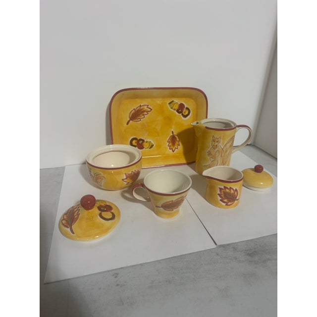 April Cornell “Squirrel Fall Leaves” Ceramic Tea Set - Set of 5 For Sale - Image 4 of 4