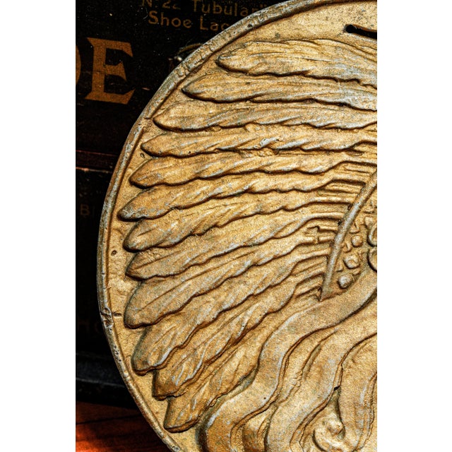 Antique Art Nouveau Native American Indian Chief Wall Plaque Medallion Western American Style For Sale - Image 4 of 8