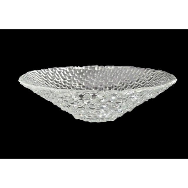 Offered is a stylish textured glass bowl made by Pilgrim Glass in the 1980s. It features a tile/shingle cascade texture on...