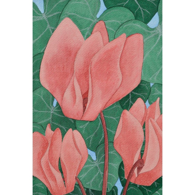 Realism Vintage Coral Cyclamen by Barbara Gibson For Sale - Image 3 of 5