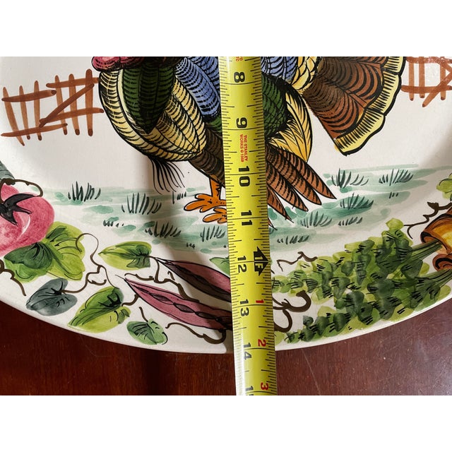 Ceramic Italian Hand Painted Thanksgiving Turkey Platter Ceramic - Large Oval 14 X 18 For Sale - Image 7 of 10