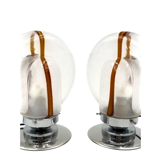 Orange Murano Glass Lamps by Toni Zuccheri for Mazzega, Italy, 1970s, Set of 2 For Sale - Image 8 of 10