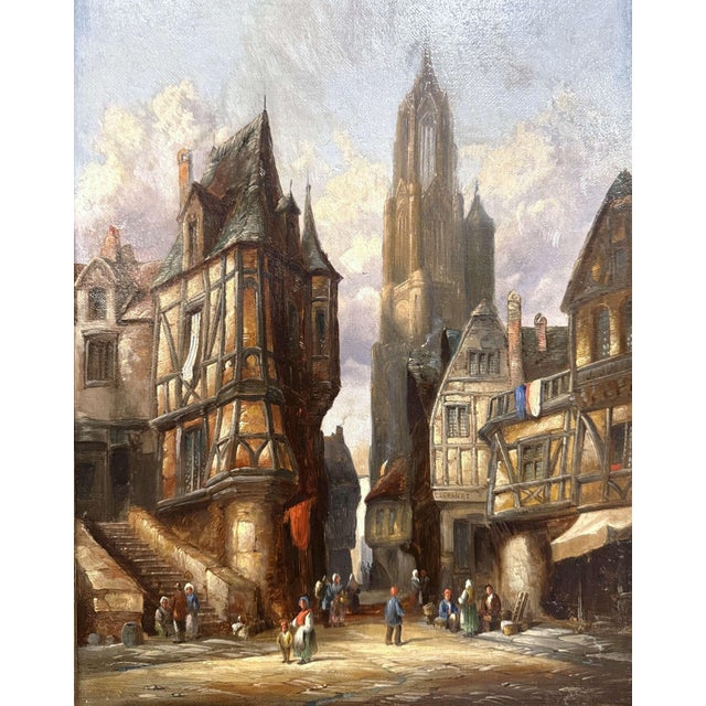 Late 19th Century Pair 19th Century European Townscape Oil Paintings by H. Schafer For Sale - Image 5 of 15