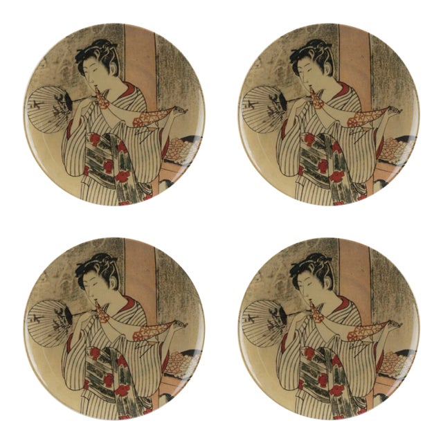 Siren Song Kyoto Style B Melamine Dinner Plates - Set of 4 For Sale