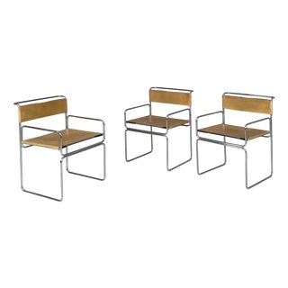 Italian Modern Beige Libellula Chairs attributed to Giovanni Carini for Planula, 1970s, Set of 3 For Sale