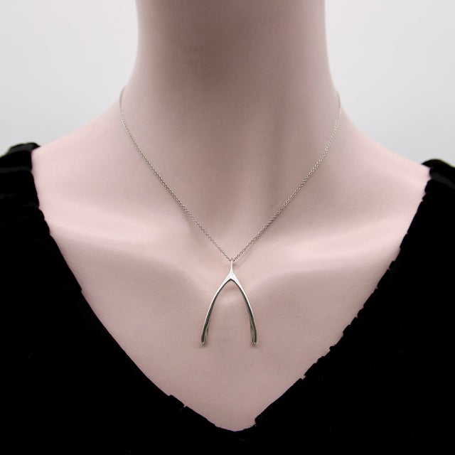 Metal Vintage 14k Gold Make a Wish Wishbone Pendant For Sale - Image 7 of 9