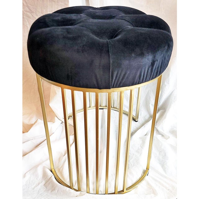 1990s Tufted Vanity Stool For Sale - Image 4 of 5