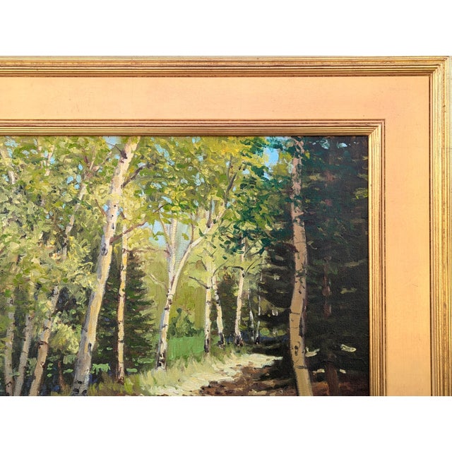 2010s Jerry Greenberg "Mountain Road" Contemporary Realistic Colorado Aspen Tree Landscape Painting, 2019 For Sale - Image 5 of 10