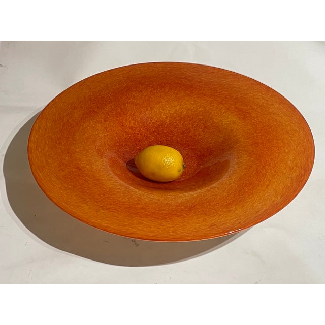 Mid Century Venetian Orange Vasa Murrhina Cased Glass Centerpiece Bowl For Sale - Image 4 of 7
