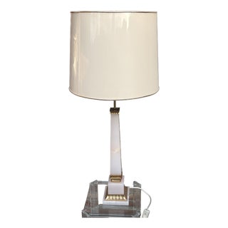 Brass and Onyx 2-Light Table Lamp with Fabric Shade from Versace, 1970s For Sale