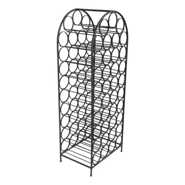 Mid Century Wrought Iron Wine Rack For Sale