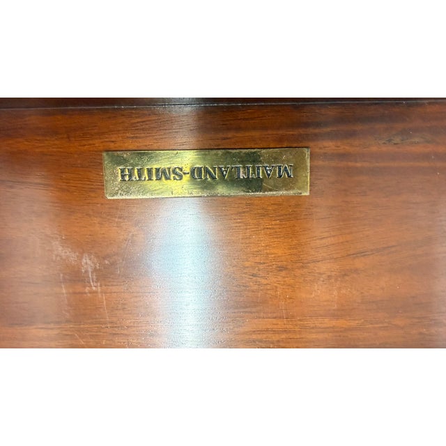 Vintage Maitland-Smith Neoclassical Tooled Leather & Brass Figural Writing Desk For Sale - Image 15 of 15
