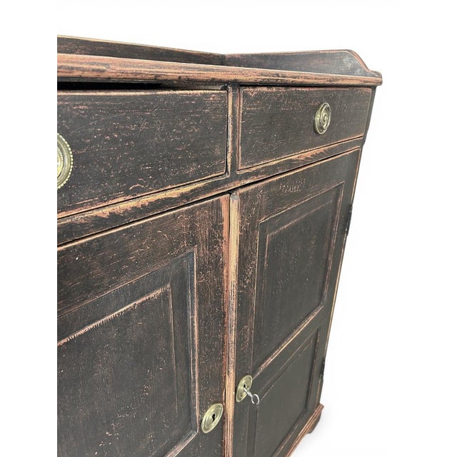 Antique Gustavian Black Sideboard For Sale - Image 4 of 9