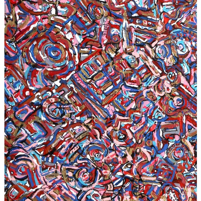 Abstract Abstracted Composition, Frank Piazzola Oil on Canvas, Signed Lower Right For Sale - Image 3 of 4