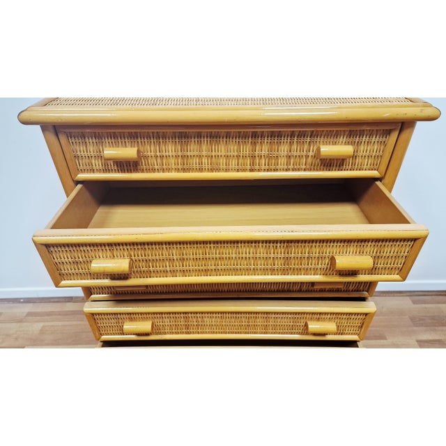 Vintage Chest of Drawers in Bamboo and Woven Wicker, 1970s For Sale - Image 9 of 13
