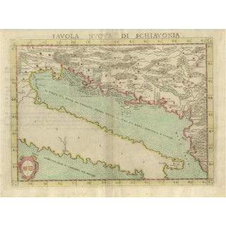 Antique Map of the Balkans with Coat of Arms, 1561 For Sale