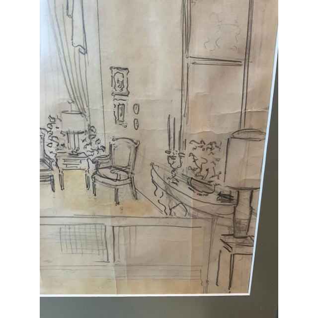 1930s Designers Drawing of a Living Room Proposal For Sale - Image 4 of 8