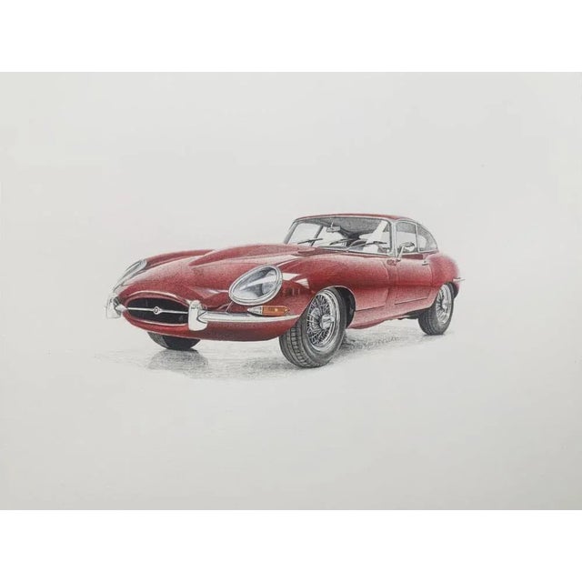 Early 21st Century Michal Wojtysiak, Jaguar E-Type, 2023, Acrylic on Paper For Sale - Image 5 of 5