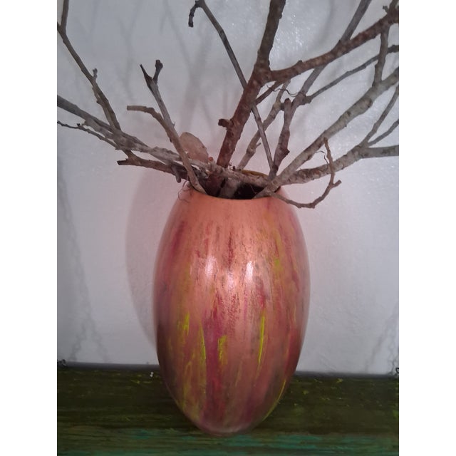 Splendidus No.2, Hand-Painted Metallic Wood Vessel – "Sunset Horizon" For Sale In Tampa - Image 6 of 6