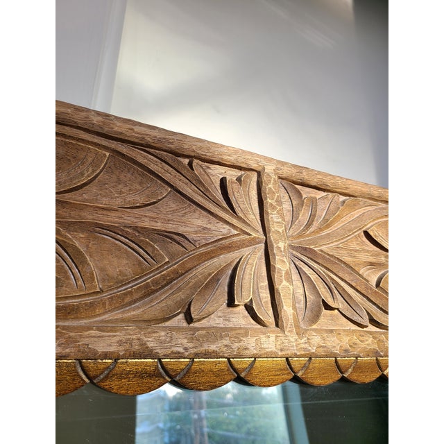 Shabby Chic Dauphine Harrison & Gil Vintage Hand Carved Indonesian Bohemian Teak Mirror For Sale - Image 3 of 9