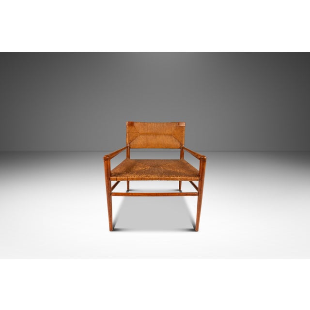 Rare Mid-Century Modern Armchair in Original Condition in Oak & Rush by Mel Smilow for Smilow-Thielle, Usa, C. 1950s For Sale - Image 4 of 18