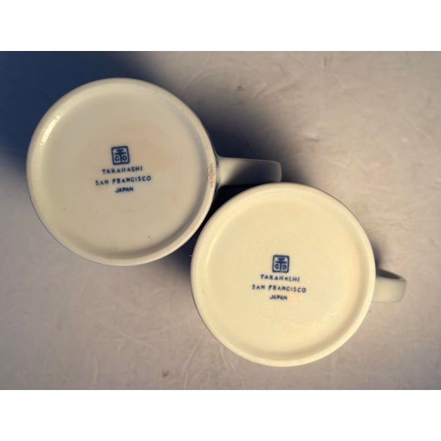 Japanese Mid 20th Century Mid Century Takahashi San Francisco Blue and White Beverage Mugs For Sale - Image 3 of 6
