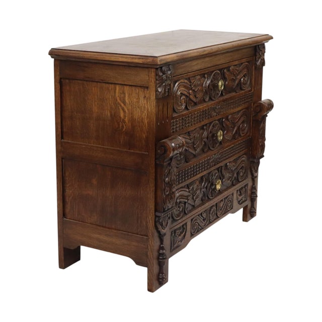 Vintage Carved Oak Cabinet Chest of Drawers with Mythical Figures For Sale - Image 10 of 18