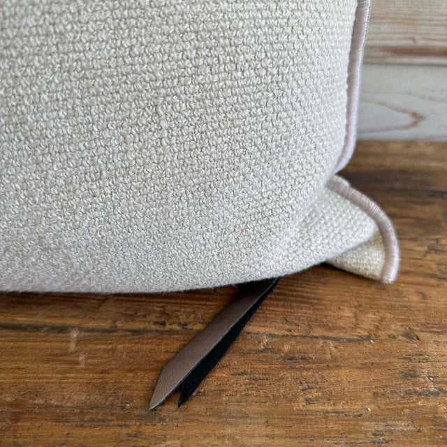 Mid-Century Modern Fromentera French Linen Accent Pillow in Ciment With Down Insert For Sale - Image 3 of 6