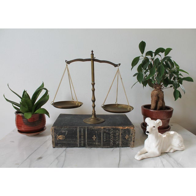 Vintage brass scales of justice. Made in Taiwan. Patina.