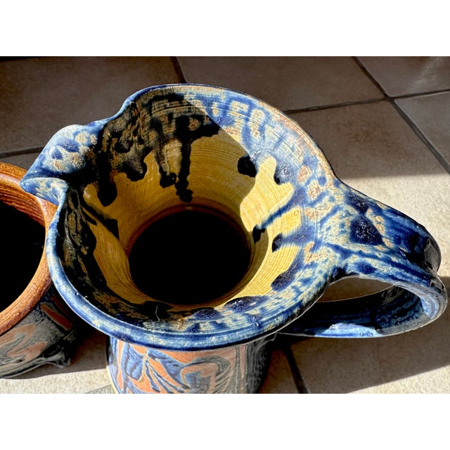 Blue Ceramic Art Jug and Pot by Friedemann Henschel for Töpfergut Panschenhagen, Germany, 1990s, Set of 2 For Sale - Image 8 of 18