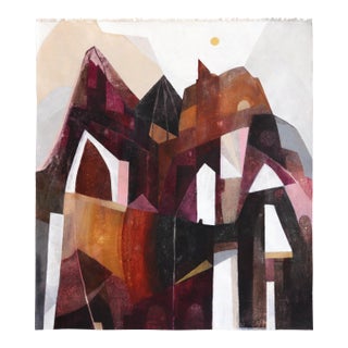 Amarone 2 - Abstract Burgundy Brown Tone Landscape Acrylic Painting on Canvas Original Artwork by Maria C Bernhardsson For Sale