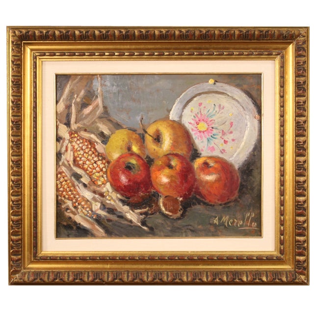 A. Merello, Italian Still Life, 20th Century, Oil on Masonite, Framed For Sale