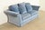Baker Furniture Company Baker Furniture Blue Velvet Upholstered Roll Arm Sofa For Sale - Image 4 of 13