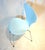 Chair Mod. 3107 created by Arne Jacobsen in 1955 (still produced) and published in Denmark by Fritz Hansen. Azure blue...